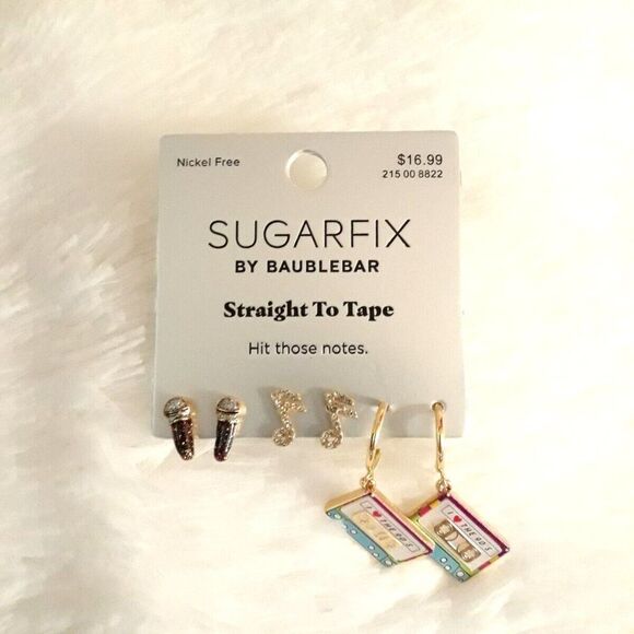 SUGAR FIX "STRAIGHT TO TAPE HIT THOSE NOTES" STATEMENT EARRING SET (Nickel Free) - Picture 2 of 6